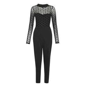 French Connection Black Lea Polka Dot Mesh Jumpsuit Size 8